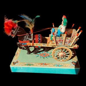 1950s Vintage Gidi’s Carrettino Siciliano Horse and Cart Folk Art Figurine, Ital